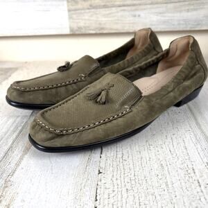 SAS Women 10 Green Suede Hope Slip On Loafer Tundra Moccasin Comfort Casual Shoe